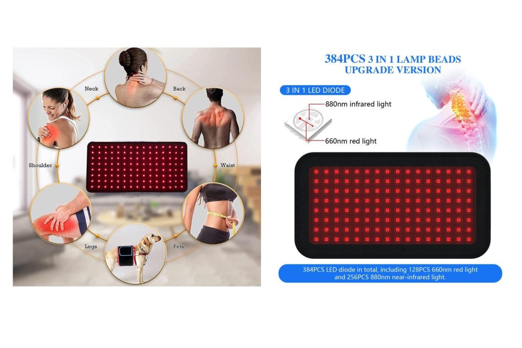 At-home red light therapy device on a bathroom counter
